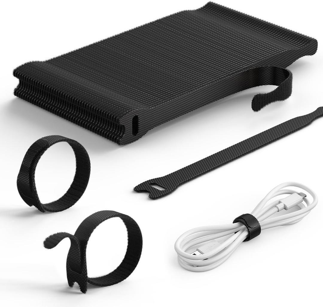 3 x Lamicall 60PCS Reusable Cable Ties, Upgraded Tapered Tail for Effortless Threading, 6-Inch Durable Nylon Hook and Loop Cord Organizer Straps, Adjustable Cable Management for Desk, PC, Home & Office