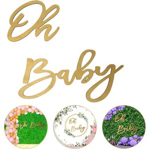 Cute Oh Baby Sign - Wooden Shower Sign with Gold Painted Letters - Adorable Banner for Gender Reveal Party Decor, Baby Shower Decorations - Stylish Photo Backdrop for Boy and Girl