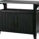 Keter Unity XL Portable Outdoor Table with Stainless Steel Top for Kitchen Prep and Outdoor Storage Cabinet for Grilling Accessories, Dark Grey (Black)