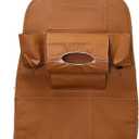 Yellow Faux Leather Car Seat Back Storage Bag Organizer Phone Holder Multi-Pocket, Brown