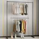 Closet Haing Rod, Adjustable Width and Height Closet Extender Hanging Rod, Space-Saving Clothes Hanging Bar, 42-52 Inches, 2 Pack