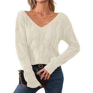 Libsorge Womens Sexy Off The Shoulder Sweater Spring 2025 Trendy Lightweight Cute Crochet Knit Hollow Out Button Cardigan (White, L)