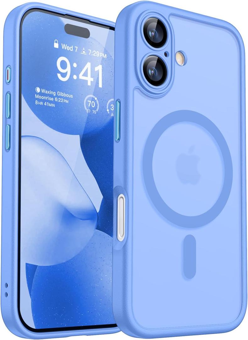 CANSHN Magnetic for iPhone 17 Case, Upgraded, Full Camera Protection Compatible with Magsafe, Translucent Matte, Shockproof Protective Phone Case for iPhone 17 - Ultramarine (iPhone 17 (6.3 Inch,2 Lens)