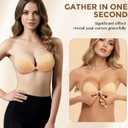 2 x Sticky Adhesive Bra for Women, Strapless Invisible Push Up Brassiere, Reusable Backless Bra for Dress
