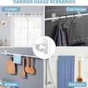 2 x 8 Pack No Drill Adhesive Curtain Rod Brackets, No Wall Damage Rod Holders, Sticky Curtain Rods Hooks, Nail-Free Adjustable Curtain Hanger for Wall, Dorm, Living Room, Bedroom, Bathroom, Kitchen Decor