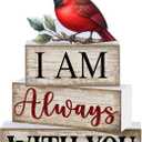 4 Pieces Cardinal Gift Decorations Wooden Red Cardinal Sign for Loss of Loved One Tiered Tray Decor I Am Always with You Sign Sympathy Remembrance Memorial Gifts for Home Kitchen Shelf Tabletop