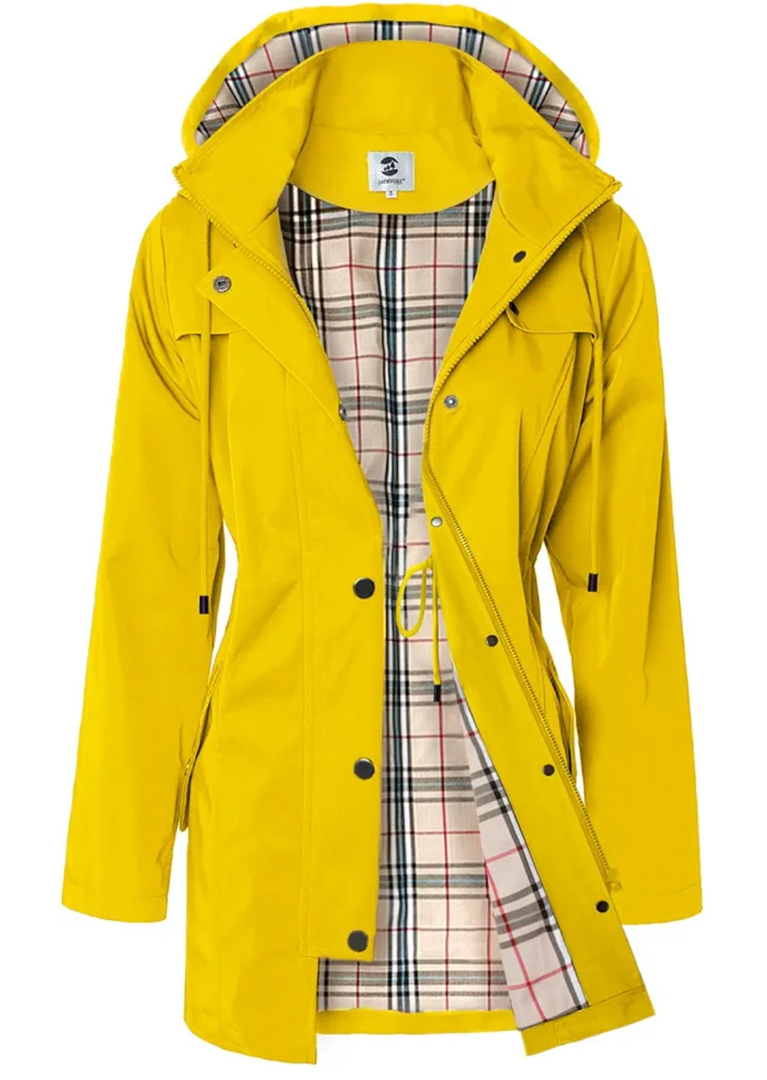 Women's Long Hooded Rain Jacket Outdoor Raincoat Windbreaker Size S