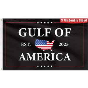 Gul-f Of America Flag 3x5 FT Outdoor Canvas Header and Double Sided with 2 Brass Grommets (Black)