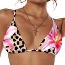 ZAFUL Women's Triangle Bikini Top String Push Up Padded Sexy Swimsuit Bathing Suits Top (S)