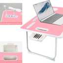 Laptop Bed Table, Laptop Desk for Bed, Foldable Laptop Bed Desk with USB Charge Port, Handle, Desktop Card Slot, Cup Slot, Side Drawer, Portable Laptop Table for Bed Eating Reading Working