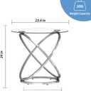 OIOG Glass Round End Table, Modern Contemporary Side Table for Small Space with Tempered Glass Tabletop for Living Room, Chrome Finish, 23.6" x 23.6" x 24.2"