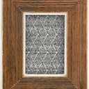 Creative Co-Op Hand-Carved Mango Wood Photo Frame with Bone Border & Ribbed Pattern, Natural (Holds 2" x 3" Photo)
