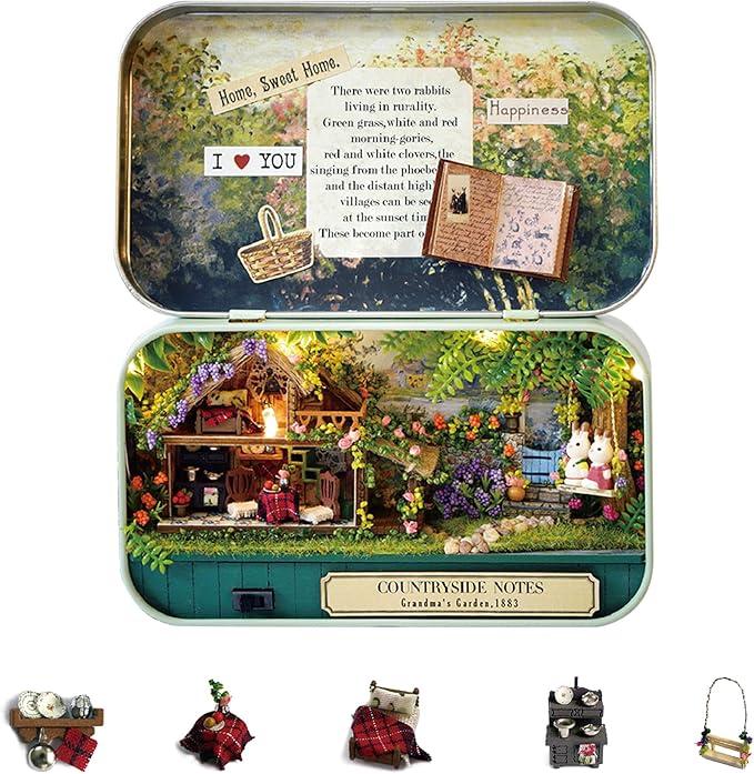 Flever Dollhouse Miniature DIY House Kit Creative Room with Furniture and Cover for Romantic Valentine's Gift(Countryside Notes)