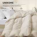 UNIKOME Goose Feather Down Fiber Comforter California King Size, All Season Duvet Insert with Soft Downproof Cover, Cloud-Like Fluffiness Bed Comforters with Corner Tabs (Cal King, Cream, 108"X94")