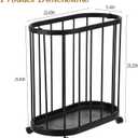 Rolling Laundry Basket with Wheels, Portable Metal Laundry Basket Cart, Capacity Upgrade Metal Cloth Basket Hamper for Laundry Living Room, Bathroom, Bedroom (Black), 23.6" x 22.8" x 11.8"