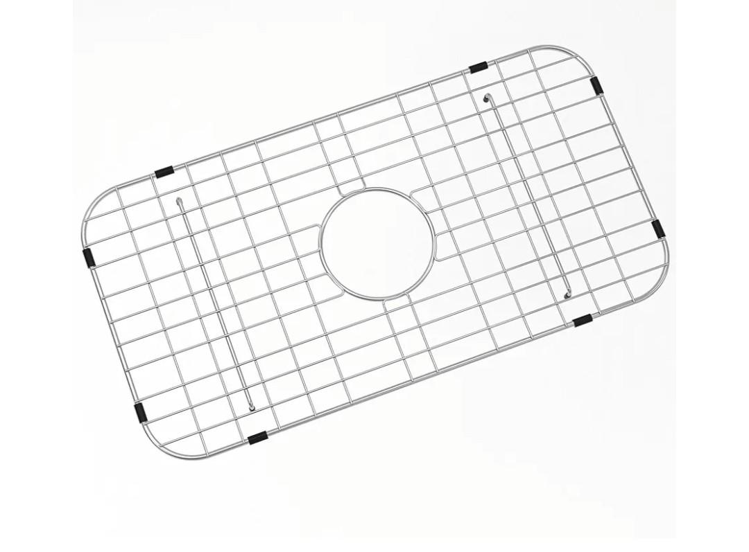 Kitchen Sink Grid and Stainless Steel Sink Bottom Grid 24-1/8" x 12-5/8", Centered Drain with Corner Radius 1-1/2", Sink Racks for Protector of Kitchen Sink