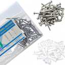 Pack of 2 Awilzzoe Self Drilling Drywall Anchors with 304 Stainless Steel Screws 100 Set, Heavy Duty, Rustproof, and Easy to Install,50 Plastic Anchors + 50#8 x 1-1/4'' 18-8 Stainless Steel Screws,75LB Hanging