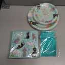 SiliFine 122 Pcs Cat Birthday Party Supplies Disposable Cat Themed Tableware Include 24 Dinner Plates 24 Dessert Plates 50 Paper Napkins 24 Forks Kitten Birthday Party Decoration for 24 Guests (Green)