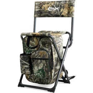 Portal Backpack Cooler Chair Fishing Chairs with Backrest Folding Camping Stool Compact for Outdoors Hiking Hunting Travel, Supports 350 lbs Capacity