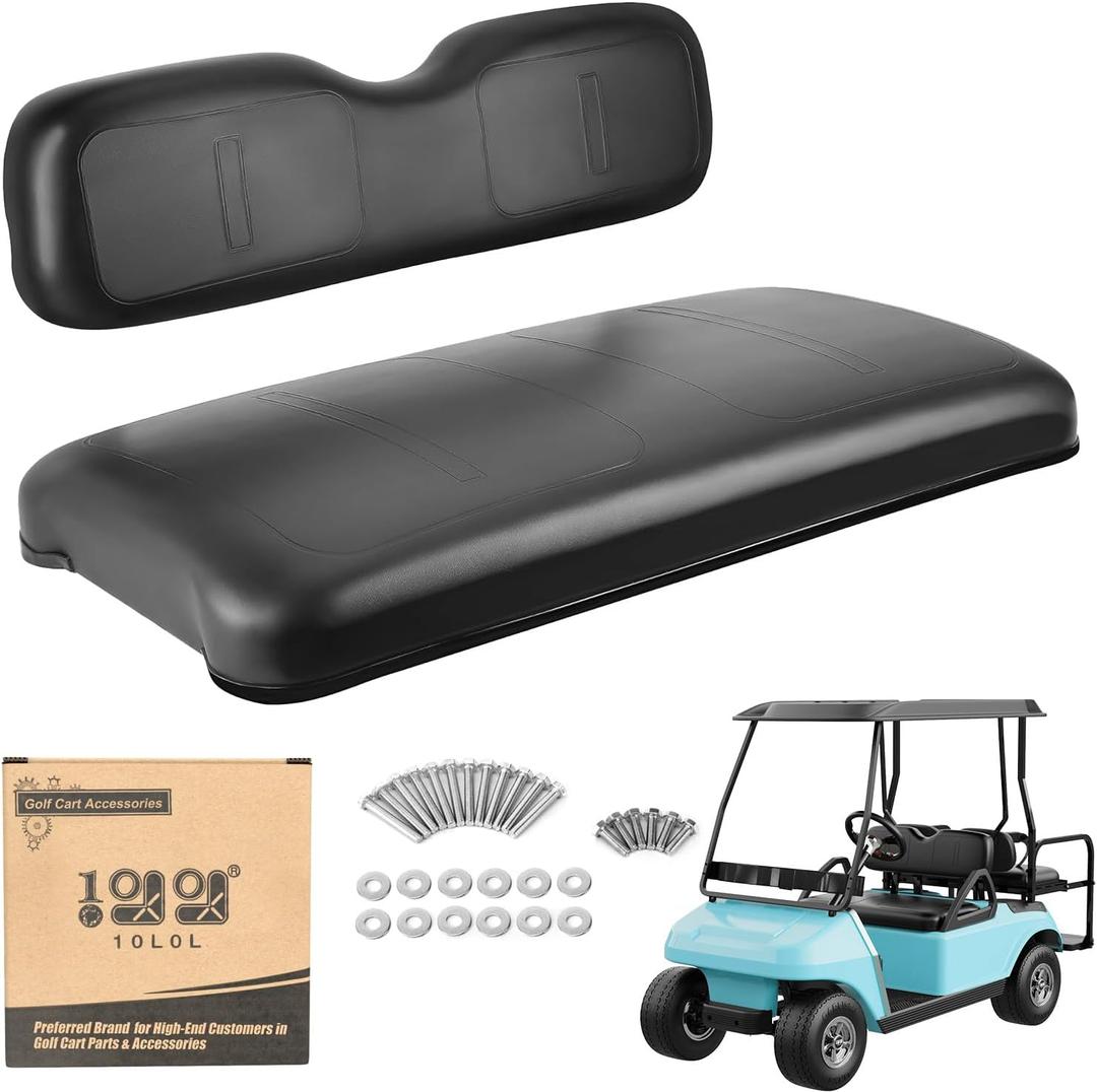10L0L Golf Cart Front Seat Assembly for EZGO TXT 1994-2013, Factory Style Seat Bottom Cushions & Seat Back Replacement Kit (Black)