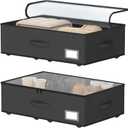 Underbed Storage Bins with Wheels, No Assembly Required - 7.5 inch height Black Large Capacity Rolling Underbed Containers for Shoes, Dorm under bed storage drawers