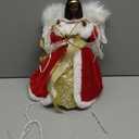 [Timer & Black Angel ] 12 Inch Black Angel Christmas Tree Topper, African American Christmas Decorations Angel Tree Topper with 10 LED Lights and White Feather Wings for Home Xmas Treetop Decorations