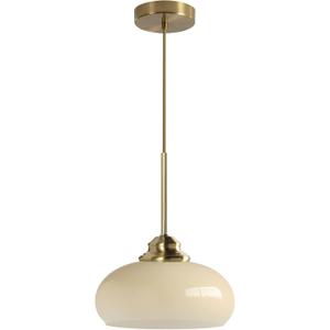 KCO Lighting Modern Globe Ceiling Light Brass Dome Pendant Light Yellow Glass Pendant Light Brushed Gold Pendant Lighting Adjustable Hanging Ceiling Light for Dining Room
