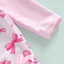 Yccutest Little Toddler Girl Long Sleeve One Piece Swimsuit Pink Bow Print Rash Guard Bathing Suit for Girls Kids Swimwear (12-18 Months)
