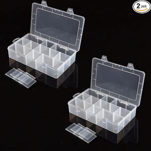 2 Packs 30 Large Grids Sewing Thread Organizer Storage Box,with Adjustable Dividers,Clear Plastic Container Holder for Embroidery,Washi Tape , 5.5x11