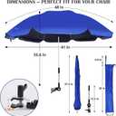 Blissun 2 Pack Chair Umbrella with Clamp, Adjustable Umbrellas for Chair, UPF50+ Sun Shade Umbrella for Beach Chair, Wheelchair, Camping Chair, Patio Chair, Golf Carts, Royal Blue