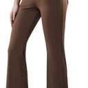 DLOODA Womens Dress Pants Stretchy Work Pants Business Casual Office Trousers Pull On Flare Slacks with 4 Pockets (Brown, S)