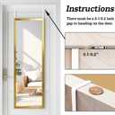 whitebeach 48" x 16" Over The Door Full Length Mirror Hanging Door Mirror Wall Mirror Hanging Dress Bedroom Gold