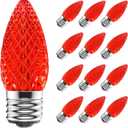 AJONIAM C9 Led Replacement Christmas Light Bulbs, 25-Pack C9 Shatterproof Led Bulbs with E17 Candelabra Base for Christmas String Lights, Waterproof & Dimmable Christmas Village Bulbs - Red