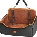 Dog Car Seat for Medium Dogs - Pet Car Seat with 2 Safety Straps & Waterproof Padding, Portable Pet Carrier for Cars, Trucks & SUVs, Comfortable Booster Bed for Pets Up to 55lbs (Black/Coffee)