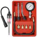 9 Pieces Automotive Compression Tester Kit and Spark Plug Tester, Universal Car and Motorcycle Engine Testing Tools for Cylinder Pressure Gauge (Red)