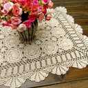 Cotton Handmade Crochet lace Table Runners Rectangular Tablecloth Doilies Doily Table Dresser Scarf Dcor,19x23Inch,Beige