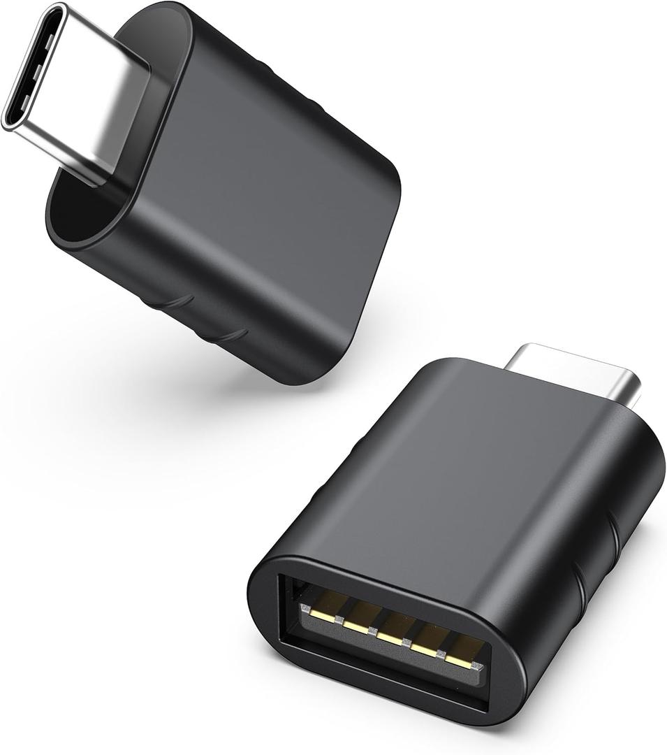 Syntech USB C to USB Adapter Pack of 2 USB C Male to USB3 Female Adapter Compatible with iPhone 17 Pro Max MacBook Pro Air 2024 iMac iPad Mini Pro, Other Type C or Thunderbolt 4/3 Devices, Space Black