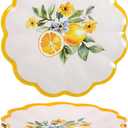 4-Piece Melamine Dinnerware Set 9 Inch Lemon Design, Shatterproof, Lightweight Plates for Daily Use, Dishwasher Safe, Spring Decoration Lemon-Themed Plates