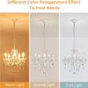 ANJIADENGSHI Small Crystal Chandelier, Modern White Chandelier Dining Room Light Fixture, Mini Crystal Pendant Light for Bedroom Ceiling Light Fixture for Living Room Entryway Kitchen Island Hallway