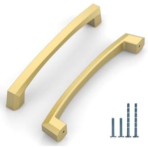 KNOKLOCK 10 Pack 5 Inch(128mm) Kitchen Cabinet Handles Brushed Gold Cabinet Pulls Kitchen Cabinet Hardware Drawer Pulls for Dresser Cupboard Wardrobe