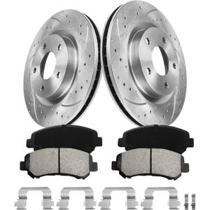 Front Brake Kit, Brake Rotors Brake Pads Compatible with 2008-2013 Nissan Rogue, 2014-2015 Nissan Rogue Select| Automotive Replacement Brake Kit| 295.8mm(11.6in)| 31512 D1338-8449| Front Rotors