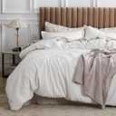 Bedsure Cotton Duvet Cover King - 100% Cotton Waffle Weave Coconut White Duvet Cover King Size, PureWoven Breathable Bedding Set for All Season, 3 Pieces, 104"x90"