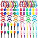 Silipull 36 Pcs Shaker Musical Instruments Set for Kids Early Music Learning Toy Bulk Egg Shaker Wrist Hand Band Bells Maracas Percussion Tambourine Cymbals Plastic Castanets for Preschool