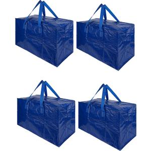 House Goody's 4 Pack Thick Over-Sized Organizer Storage Bag with Strong Handles and Zippers for Travelling, College Carrying, Moving, Camping, Christmas Decorations Storage, Made of Recycled Material