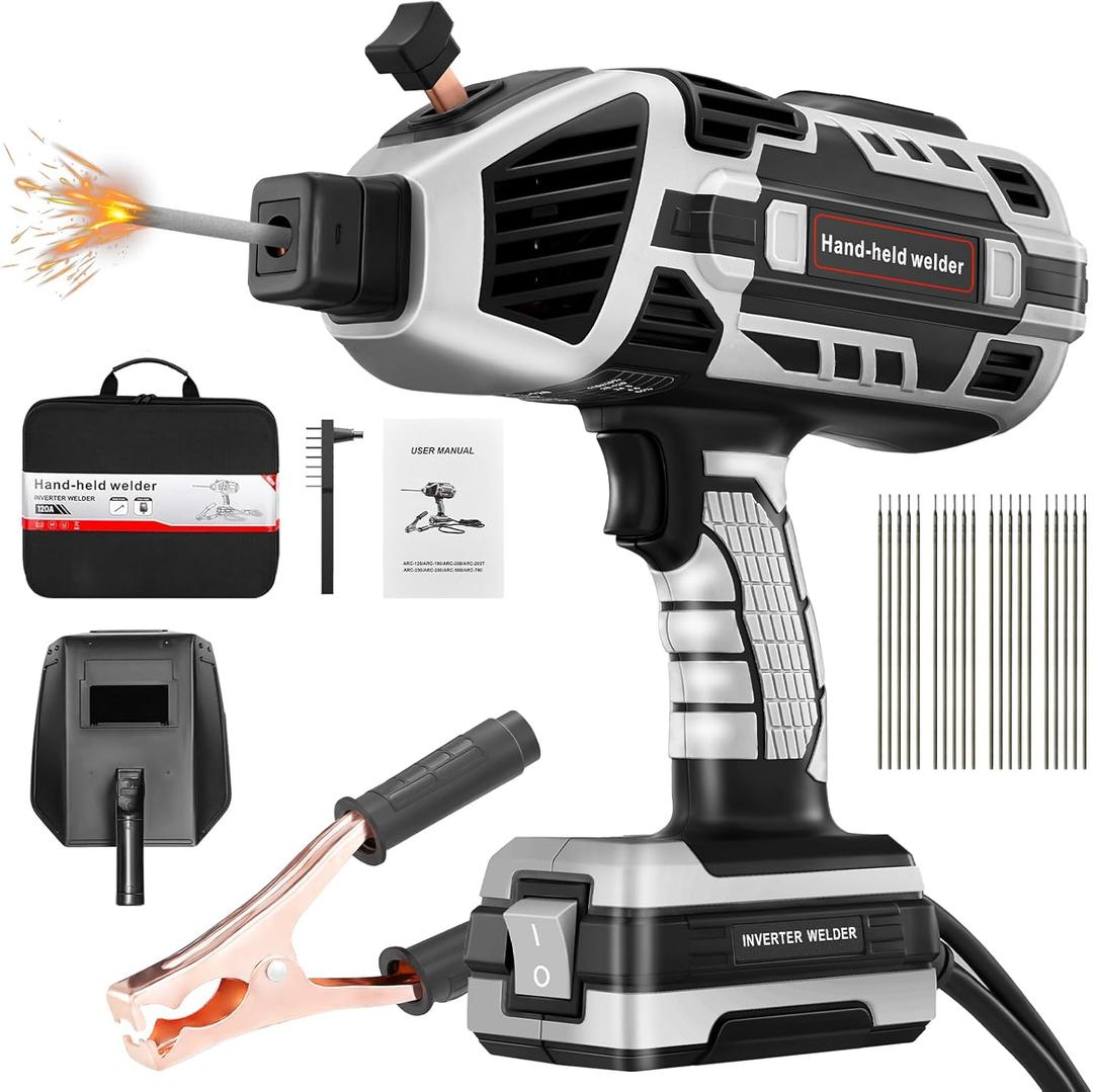 Saker Portable Electric Welding Machine,110V Portable Welder Handheld with IGBT Inverter 5 Variable Current Adjustment,Portable ARC Welder Gun, Fits for 3/32" Wire Rods (Grey)