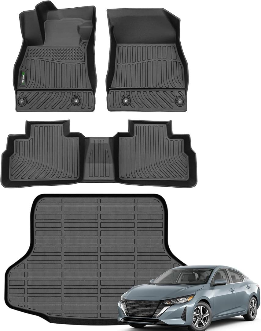 ANBINGO Floor Mats & Cargo Liner for 2020-2026 Nissan Sentra S/SV/SR, Sedan 2020 2021 2022 2023 2024 2025 2026 Waterproof Guard Automotive Sentra Floor Mats Sentra Accessories Full Set-Black