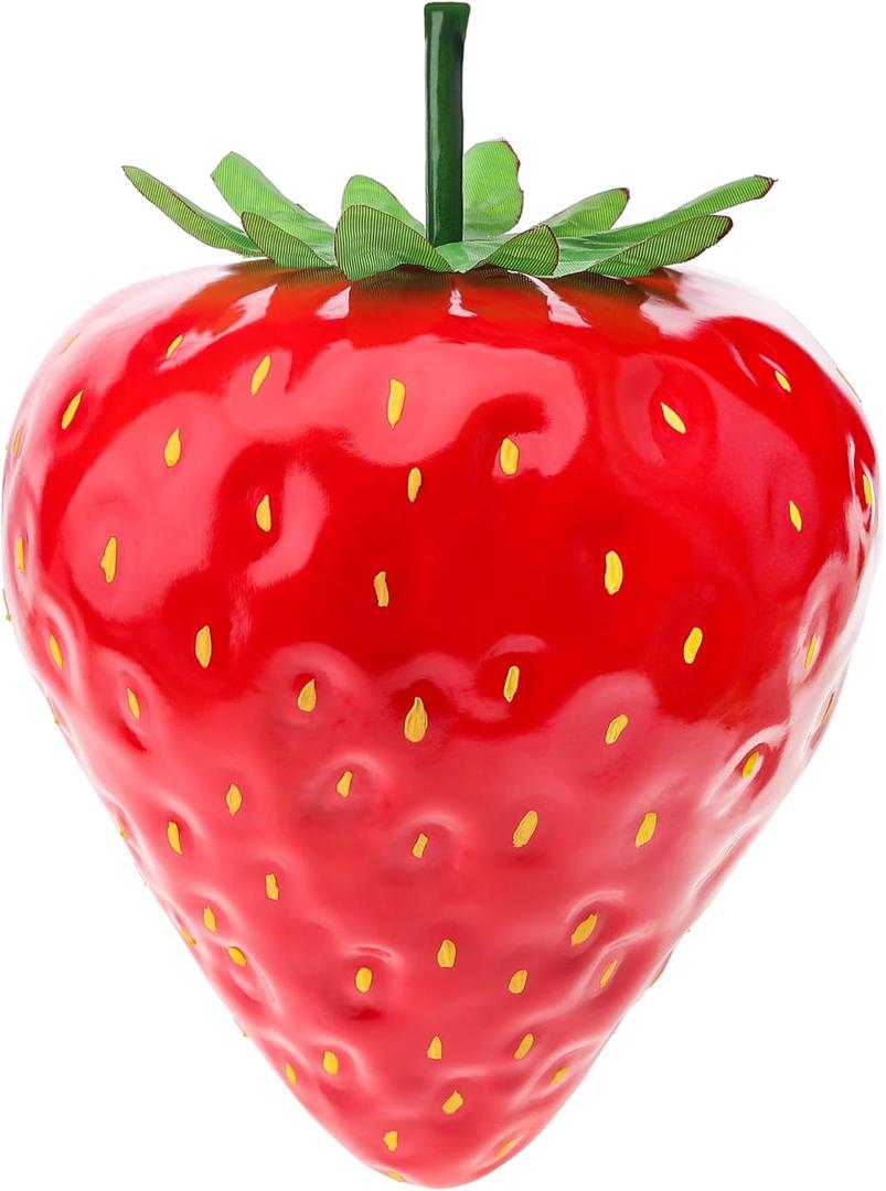 Woration 13inch Artificial Large Red Strawberry Oversize Fake Fruit Simulation Decoration for Home Kitchen Table Party Festivals Christmas Display
