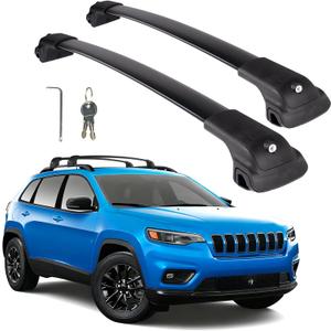 Roof Rack Cross Bars Compatible with Jeep Cherokee 2014-2023, 260lbs Heavy Duty Lockable Aluminum Roof Rails Crossbars Cargo Bars Canoe Rooftop Luggage