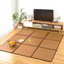 Nisorpa 71'' x 71'' Japanese Rug Tatami Rug Mat 0.47'' Thick Japanese Floor Mattress Rattan Non-Slip Breathable Memory Foam Area Rug Bedroom Sleeping Crawling Playmat Tatami Mat, Brown