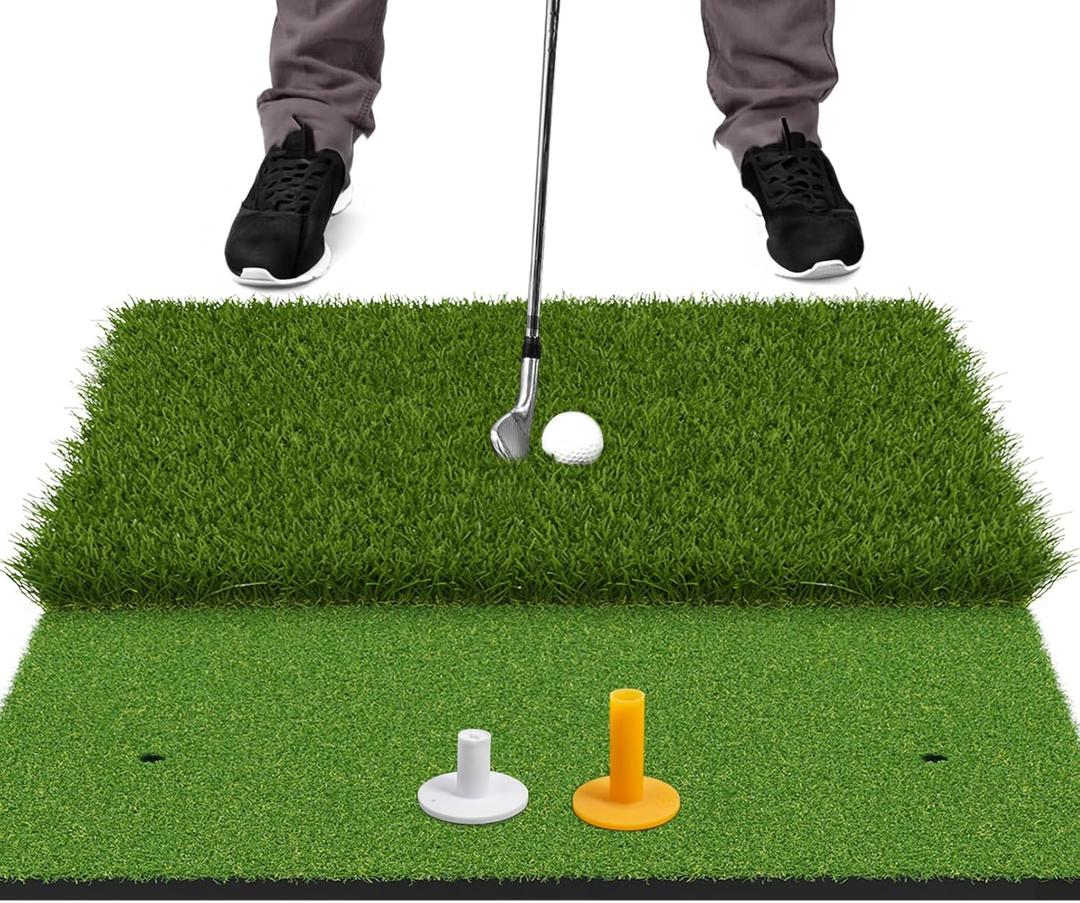 SAPLIZE Foldable Heavy-Duty Golf Hitting Mat, Practice Mat with 10mm EVA Rubber Backing, Larger Size for Indoor/Outdoor Swing and Chipping Practice, Anti-Deformation (Extra Large Dual-Turf)